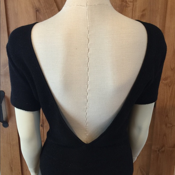Zara knit black shimmer dress with deep v back - Picture 5 of 6
